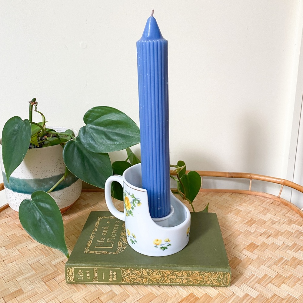 Vintage Floral Ceramic Mug Candle Holder